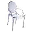 Benjara Nili Set of 4 Dining Armchairs-Oval Shape Back-Clear Finish