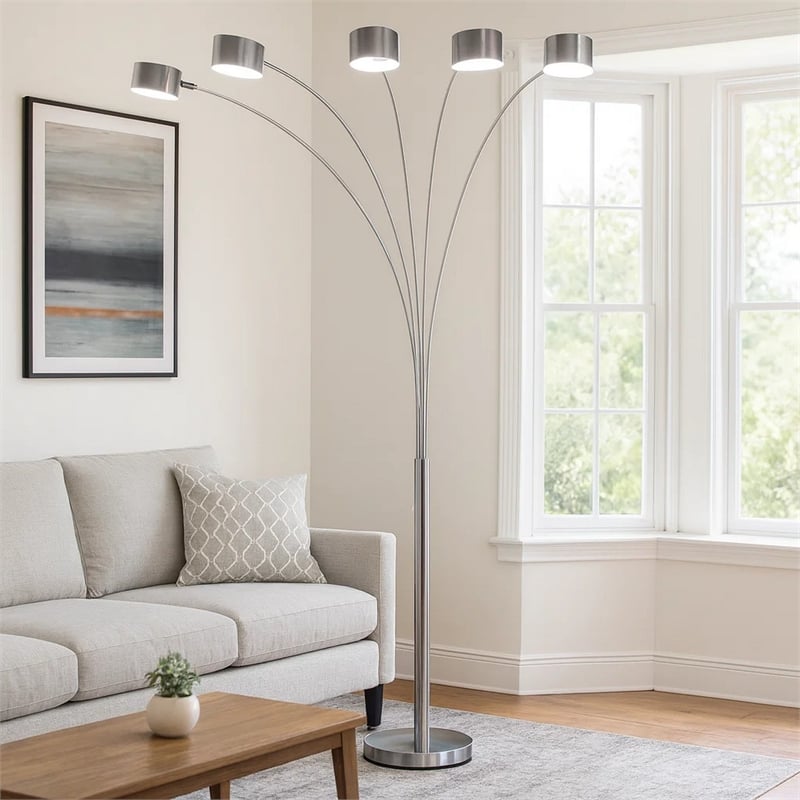 Benjara 5 Arm Arched Floor Lamp- 84