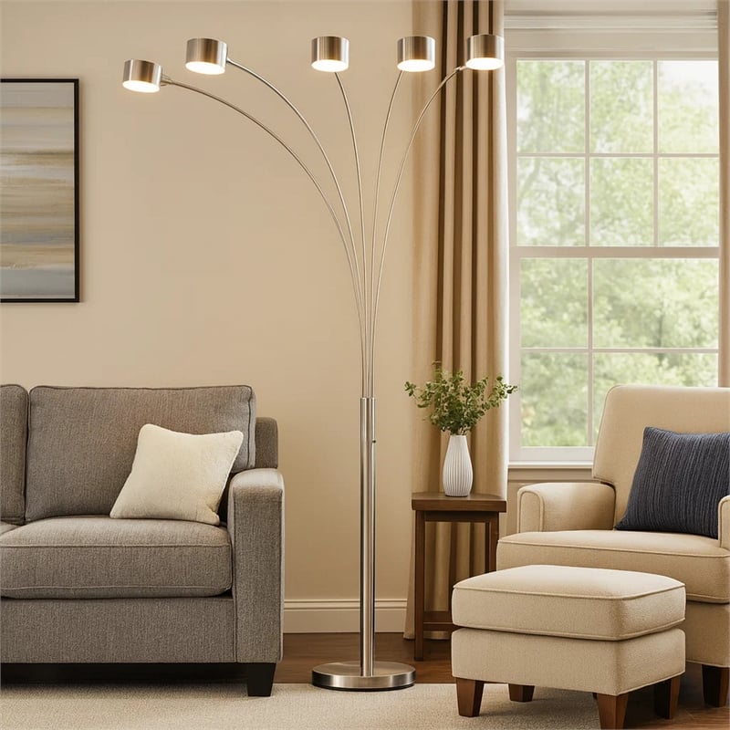 Benjara 5 Arm Arched Floor Lamp- 84