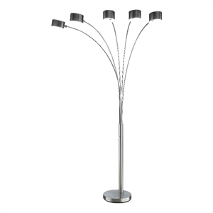 Benjara 5 Arm Arched Floor Lamp- 84&quot Chrome Metal Sleek Stem- Round Base
