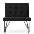 Benjara Ashley Armless Slipper Chair- Hairpin Legs- Black Button Tufted Velvet