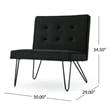 Benjara Ashley Armless Slipper Chair- Hairpin Legs- Black Button Tufted Velvet