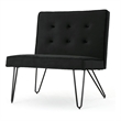 Benjara Ashley Armless Slipper Chair- Hairpin Legs- Black Button Tufted Velvet