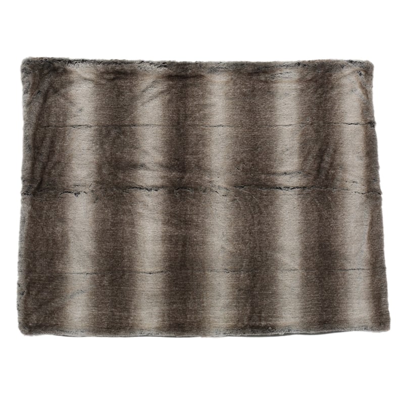 Benjara Tini 50x60 Throw Blanket- Rich Brown Faux Fur- One Sided Design