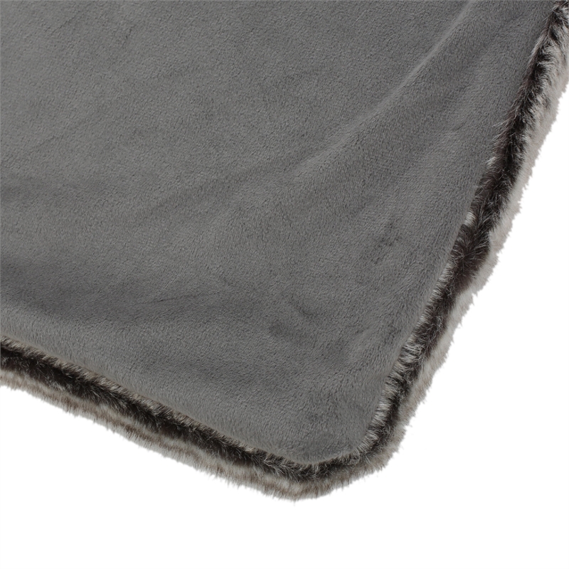 Benjara Tini 50x60 Throw Blanket- Rich Brown Faux Fur- One Sided Design