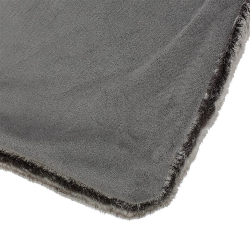 Benjara Tini 50x60 Throw Blanket- Rich Brown Faux Fur- One Sided Design