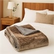 Benjara Tini 50x60 Throw Blanket- Rich Brown Faux Fur- One Sided Design