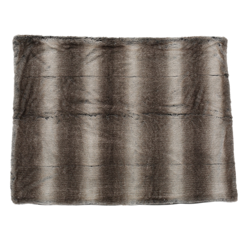 Benjara Tini 50x60 Throw Blanket- Rich Brown Faux Fur- One Sided Design