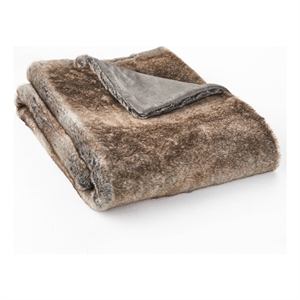 Benjara Tini 50x60 Throw Blanket- Rich Brown Faux Fur- One Sided Design