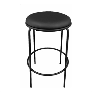 Benjara Neni 30&quot Barstool Set of 2- Round Cushioned Seat- Black Faux Leather