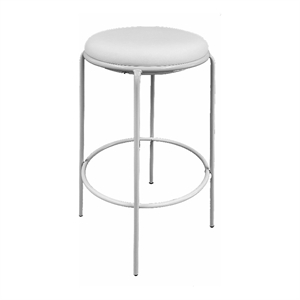 Benjara Neni 30&quot Barstool Set of 2- Round Cushioned Seat- White Faux Leather