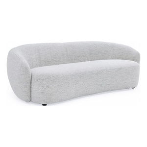 Benjara 90&quot Sofa- Contemporary Curved Round Back- Plush Off White- Black Feet