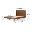 Benjara Queen Size Bed- Panel Headboard Design- Rich Brown Acacia Wood