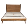 Benjara Queen Size Bed- Panel Headboard Design- Rich Brown Acacia Wood