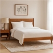 Benjara King Size Bed with Slat Panel Design- Natural Acacia Wood Finish