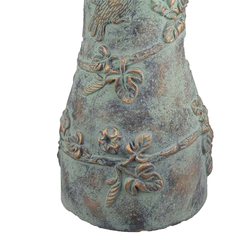 Benjara Menon Bird Bath Feeder- Decorative Designs- Green Terracotta- 20