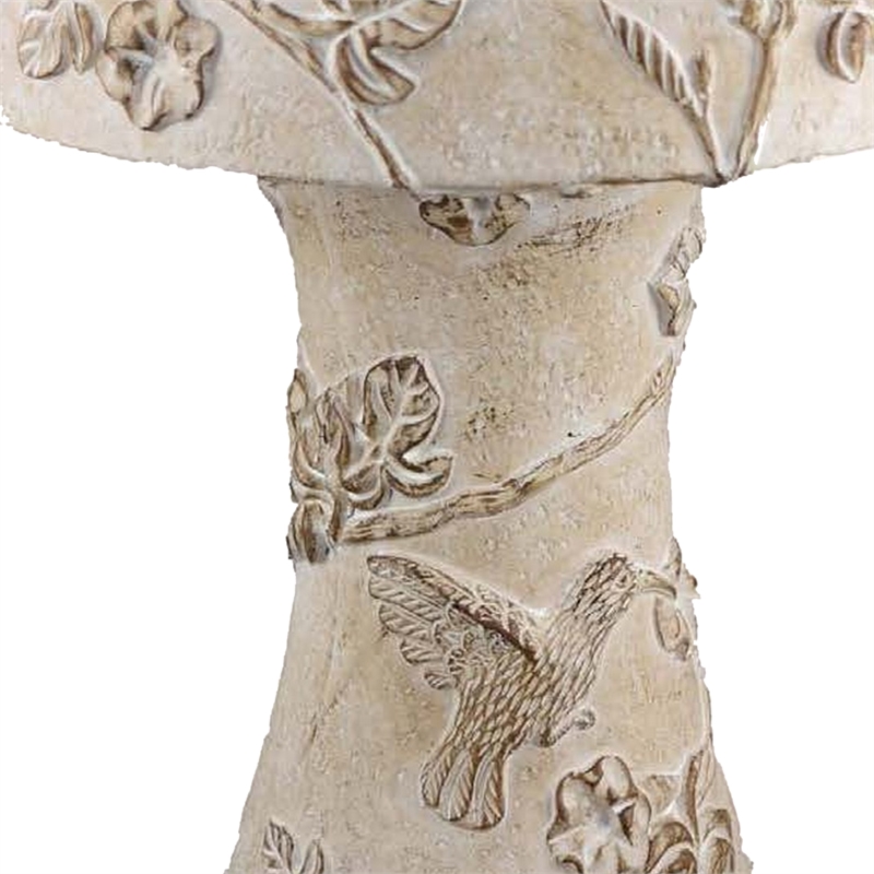 Benjara Menon Bird Bath Feeder- Decorative Designs White Terracotta- 20