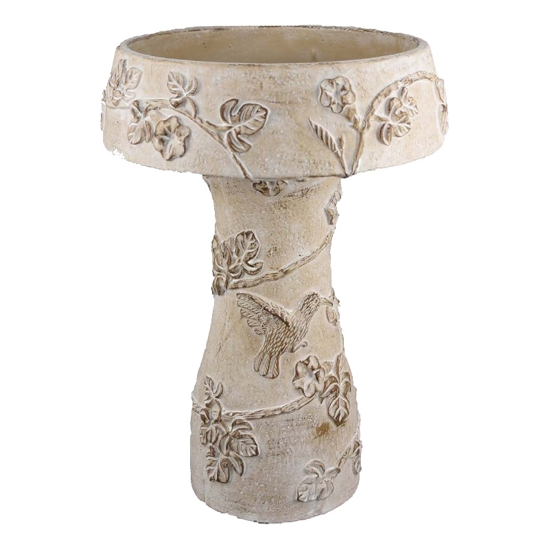 Benjara Menon Bird Bath Feeder- Decorative Designs White Terracotta- 20
