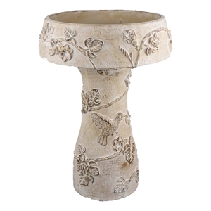 Benjara Menon Bird Bath Feeder- Decorative Designs White Terracotta- 20&quot