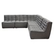 Benjara Ema 5pc L Shape Modular Sectional Corner Sofa-Grid Tufted Gray Polyester