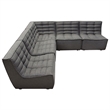 Benjara Ema 5pc L Shape Modular Sectional Corner Sofa-Grid Tufted Gray Polyester
