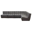 Benjara Ema 5pc L Shape Modular Sectional Corner Sofa-Grid Tufted Gray Polyester