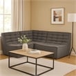 Benjara Ema 5pc L Shape Modular Sectional Corner Sofa-Grid Tufted Gray Polyester
