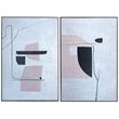 Benjara 59 x 79 Wall Art Painting Set of 2- Abstract Design- Wood- White- Black