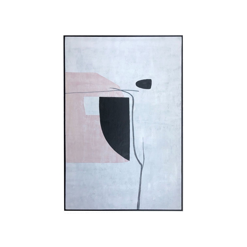 Benjara 59 x 79 Wall Art Painting Set of 2- Abstract Design- Wood- White- Black