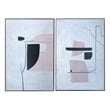 Benjara 59 x 79 Wall Art Painting Set of 2- Abstract Design- Wood- White- Black
