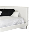 Benjara Zio Queen Size Platform Bed- White Faux Leather- Stainless Steel