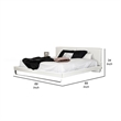 Benjara Zio Queen Size Platform Bed- White Faux Leather- Stainless Steel