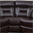 Benjara 3pc Sectional Motion Power Recliner Sofa Set- Dark Brown Faux Leather