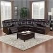 Benjara 3pc Sectional Motion Power Recliner Sofa Set- Dark Brown Faux Leather