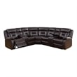Benjara 3pc Sectional Motion Power Recliner Sofa Set- Dark Brown Faux Leather