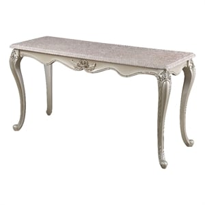 Benjara Kerra Console Table- Beige Marble- Classic Carved Champagne 58&quot