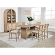 Benjara Lno 8 PC Counter Height Dining Set-6 Chairs-1 China Cabinet-Beige-Gold