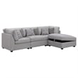 Benjara Cambia 4 Piece Modular Sectional Sofa Set w Ottoman- Gray- 6 Pillows