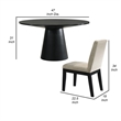Benjara Yuvi 5 Piece Dining Table & Chair Set- Round Top- Beige Cushioned- Black