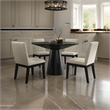 Benjara Yuvi 5 Piece Dining Table & Chair Set- Round Top- Beige Cushioned- Black