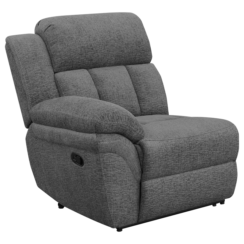Benjara Jak Manual Recliner Sofa w/ 2 Consoles - Charcoal Gray