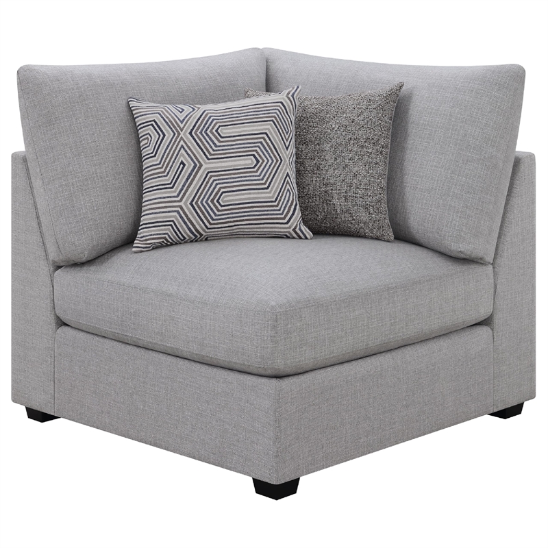 Benjara Cambia 4 Piece Modular L Shaped Sectional Sofa- Gray- 8 Pillows