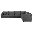 Benjara Ash 6 Piece Modular Sectional Sofa Set- L Shape- Black- 5 Pillows