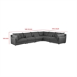 Benjara Ash 6 Piece Modular Sectional Sofa Set- L Shape- Black- 5 Pillows