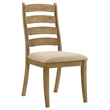 Benjara Danie 5pc Round Dining Table Set- Oak Brown Hardwood- 4 Beige Chairs