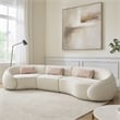 Benjara Sarah Sectional Sofa- 3 Pillows- Beige Boucle Fabric- Curved Shape