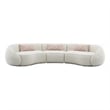 Benjara Sarah Sectional Sofa- 3 Pillows- Beige Boucle Fabric- Curved Shape