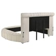 Benjara Neya King Round Bed with Storage- Wingback- Ivory Boucle Upholstery