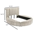 Benjara Neya King Round Bed with Storage- Wingback- Ivory Boucle Upholstery