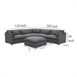 Benjara Hobo 6pc Sectional Sofa- Charcoal Gray Fabric- 10 Pillows- 120